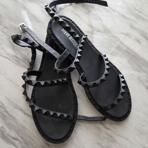 Steve Madden Black Pyramid Stud Sandals
